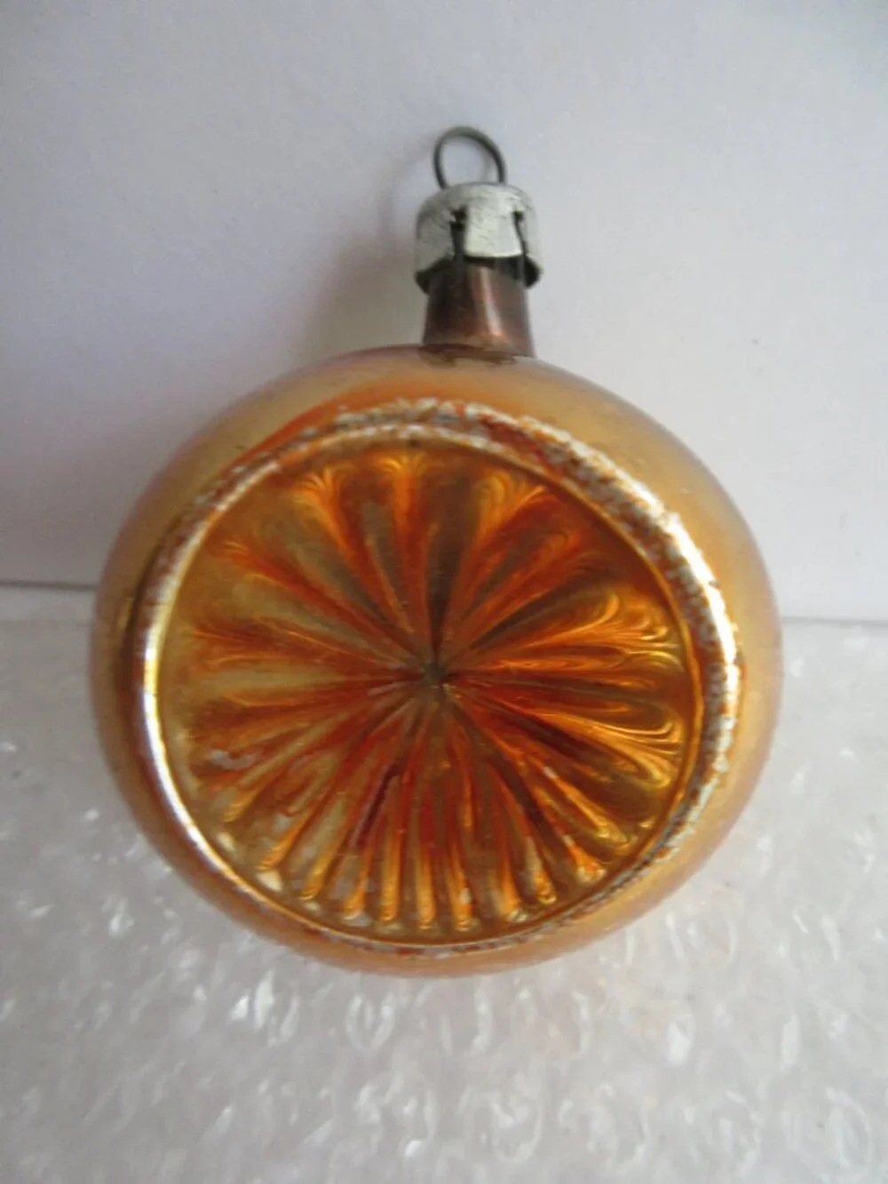 5 Polish Blown Glass Christmas Ornament Hand Painted Poland Glitter Vtg